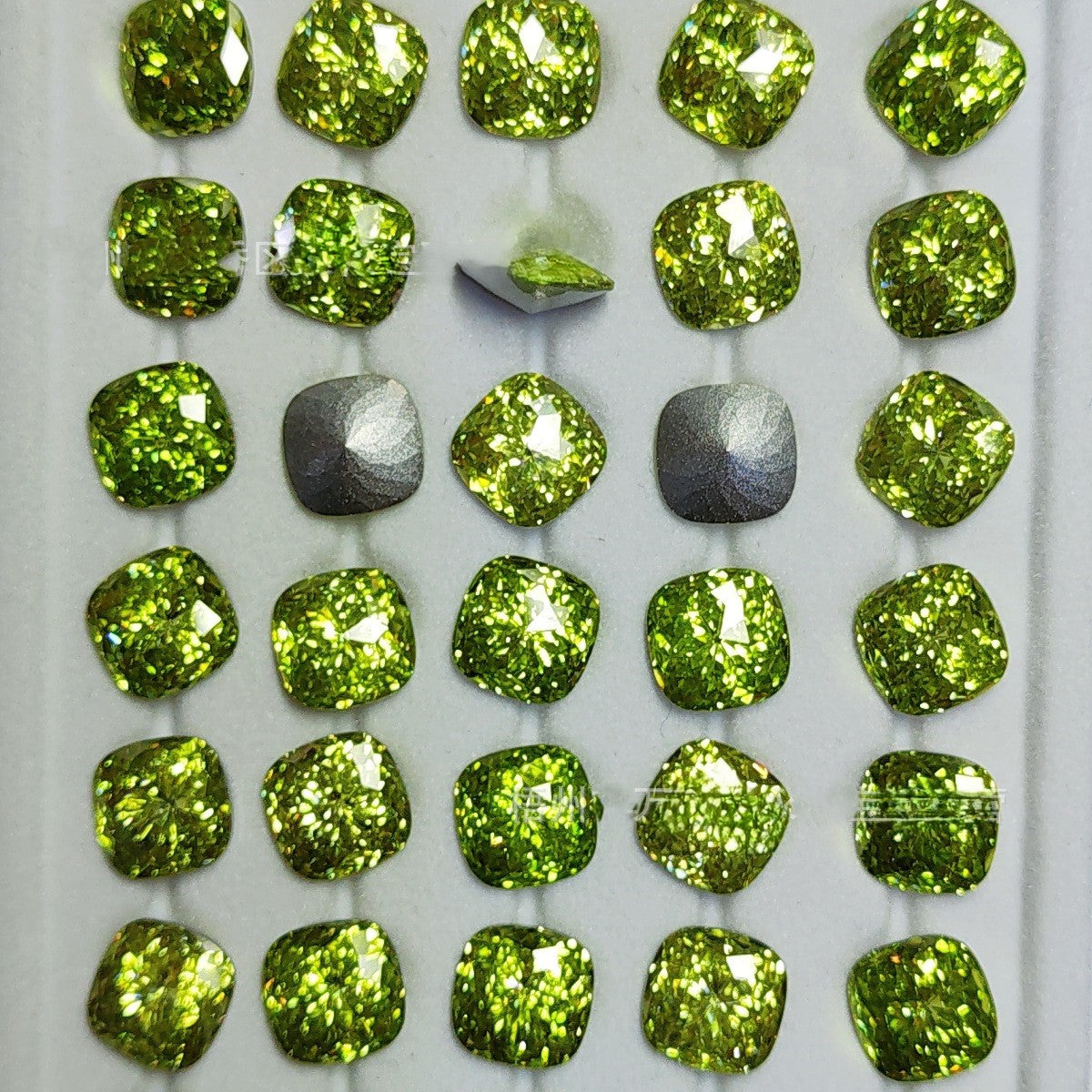 5A 8mm Pave Square Foil-Back Loose CZ Stone - 2pcs