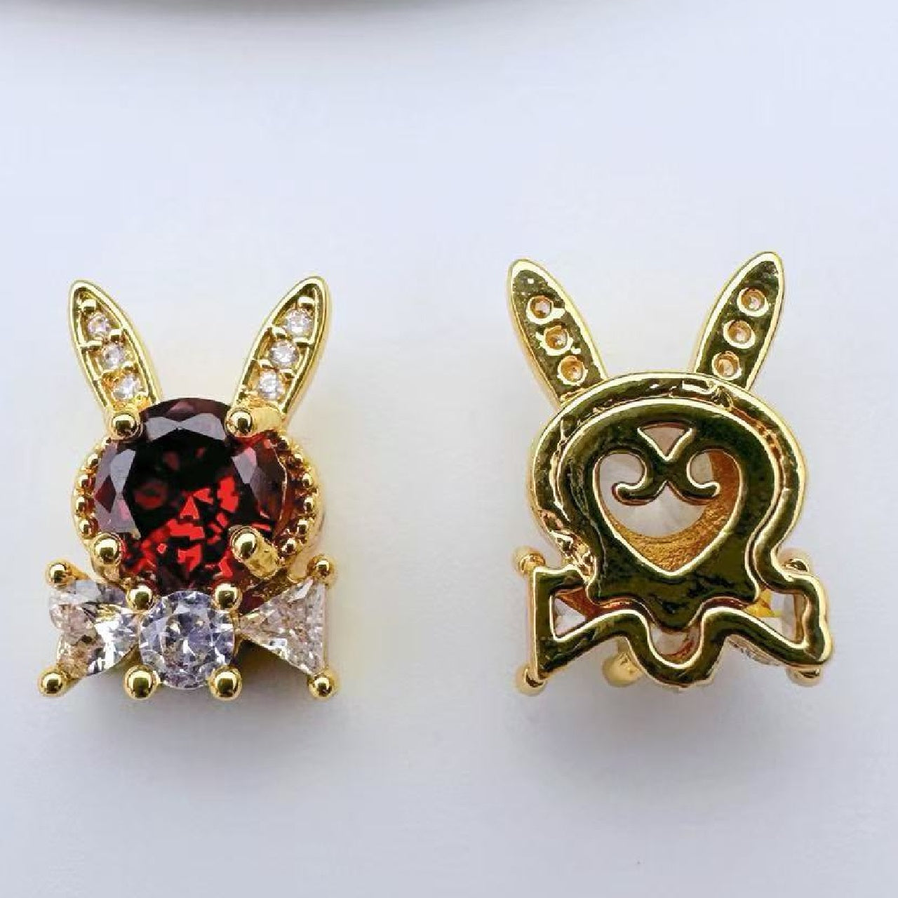(2pcs)13.5*9.5mm Rabbite Rose Cut Zircon Spacer