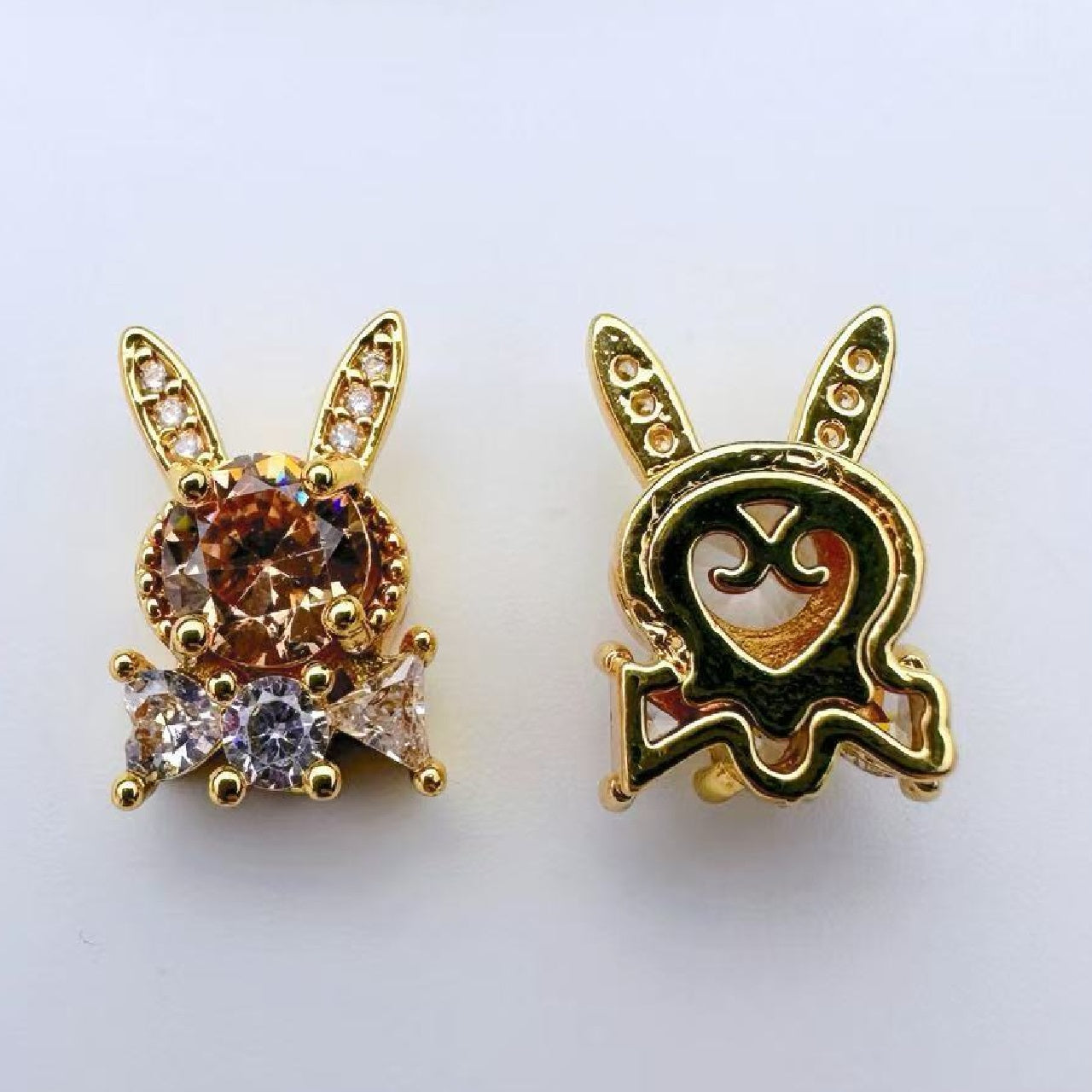 (2pcs)13.5*9.5mm Rabbite Rose Cut Zircon Spacer
