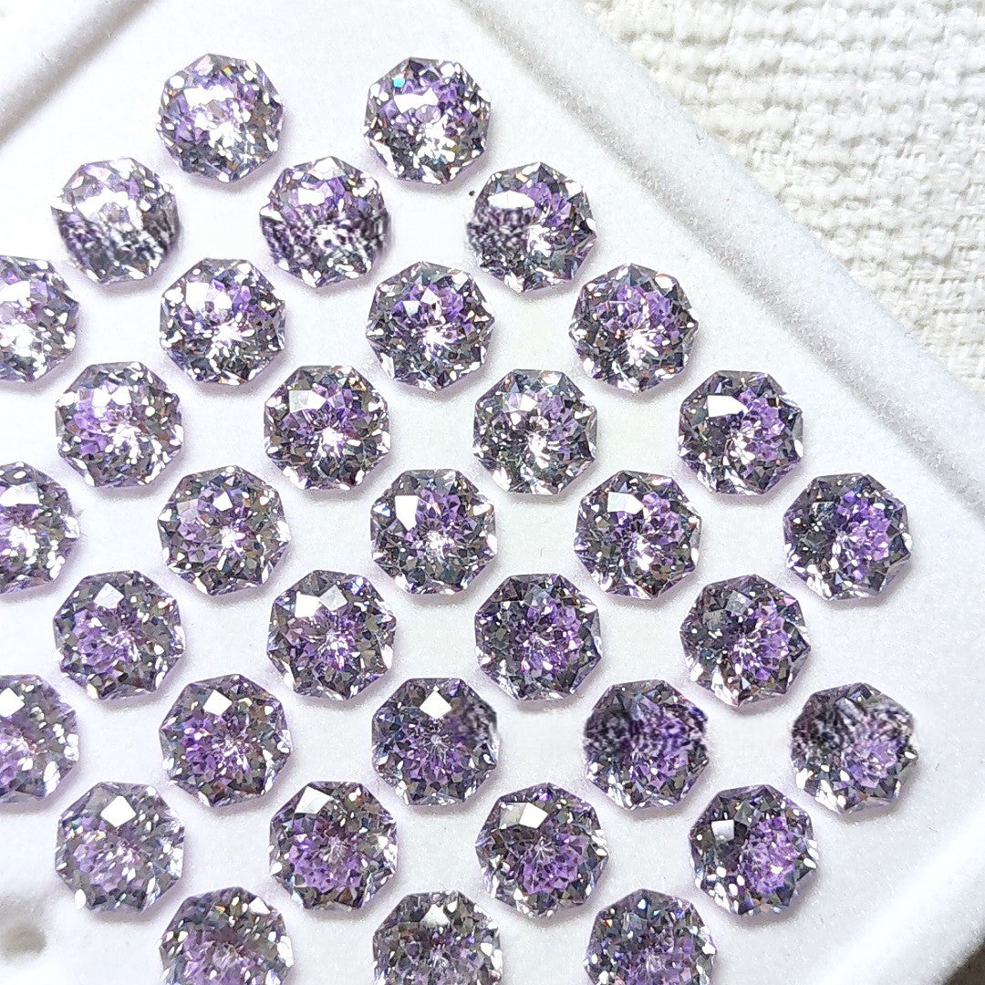 5A 6-8mm Octagonal Coated Sandwich Bouquet Cut Loose CZ Stone - 2pcs
