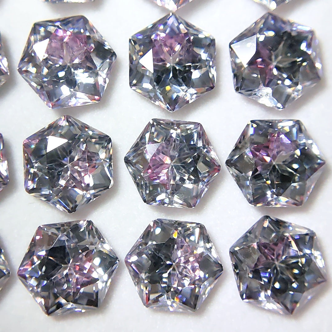 5A 6mm Gradient Hexagram Cut Sandwich Snowflake Loose CZ Stone - 2pcs