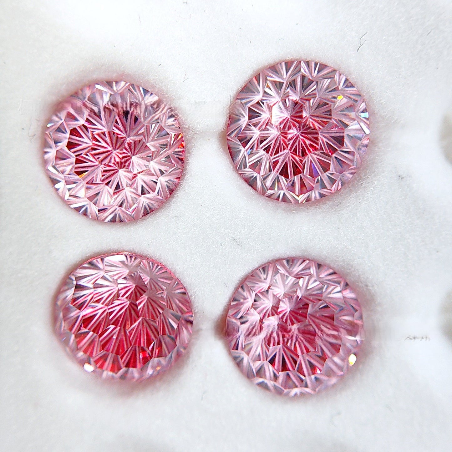 5A 4-8mm Round Flame Cut Loose CZ Stone - 2pcs