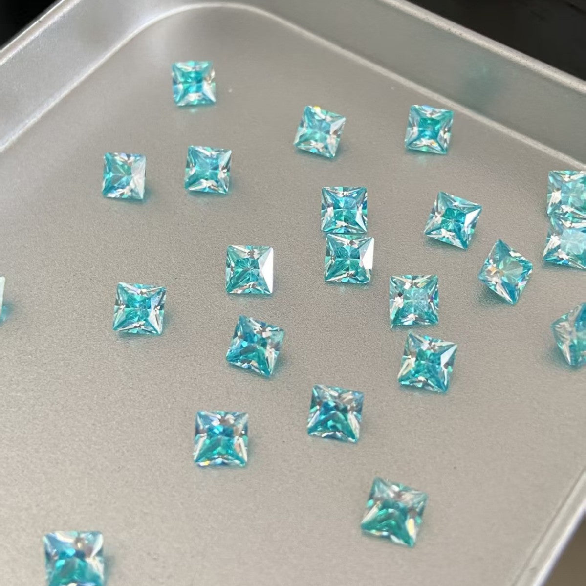 5A 4-6mm Square Coated Cut with a Radiant Heart Loose CZ Stone - 2pcs