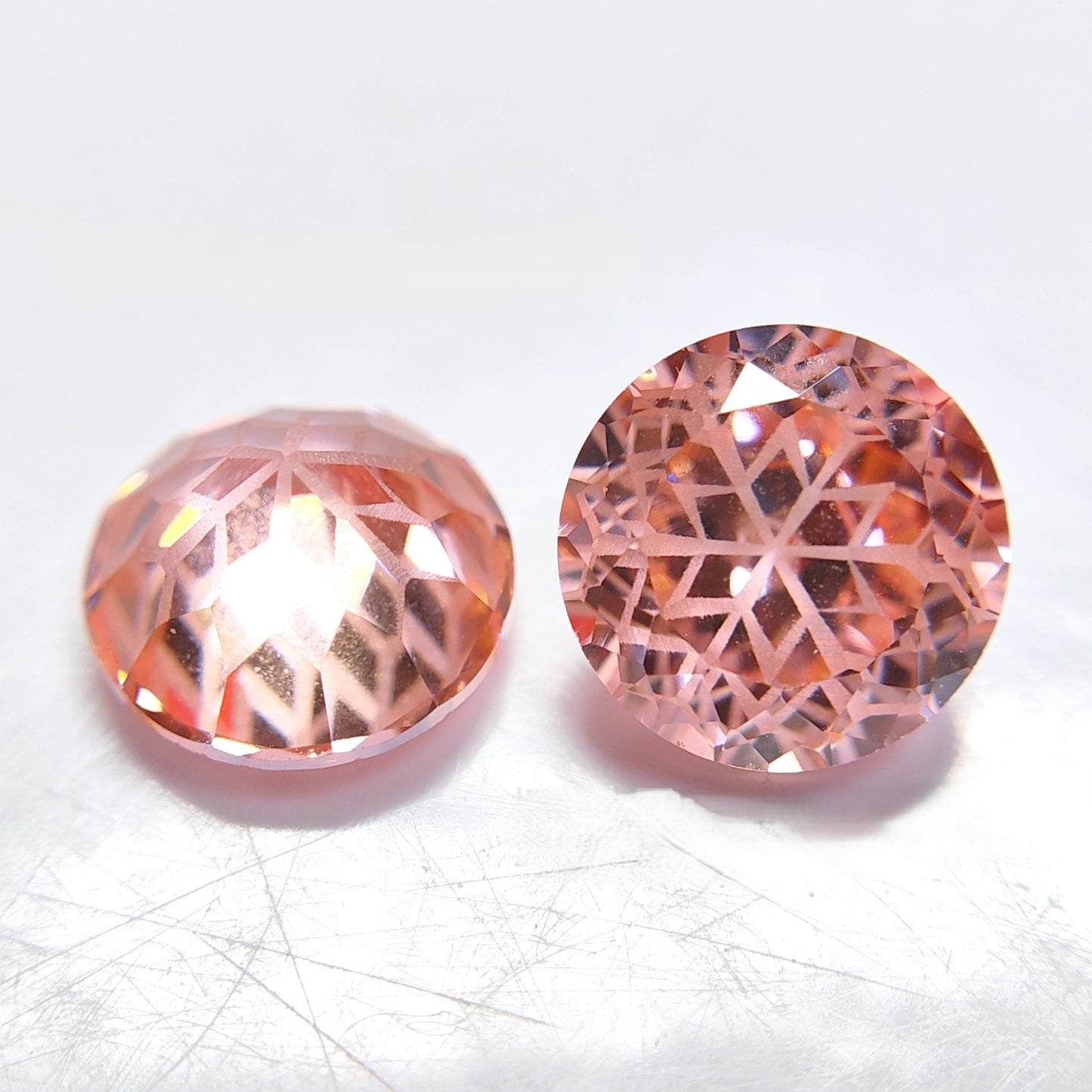 5A 6-8mm Round Snow Crystal Cut Loose CZ Stone - 2pcs