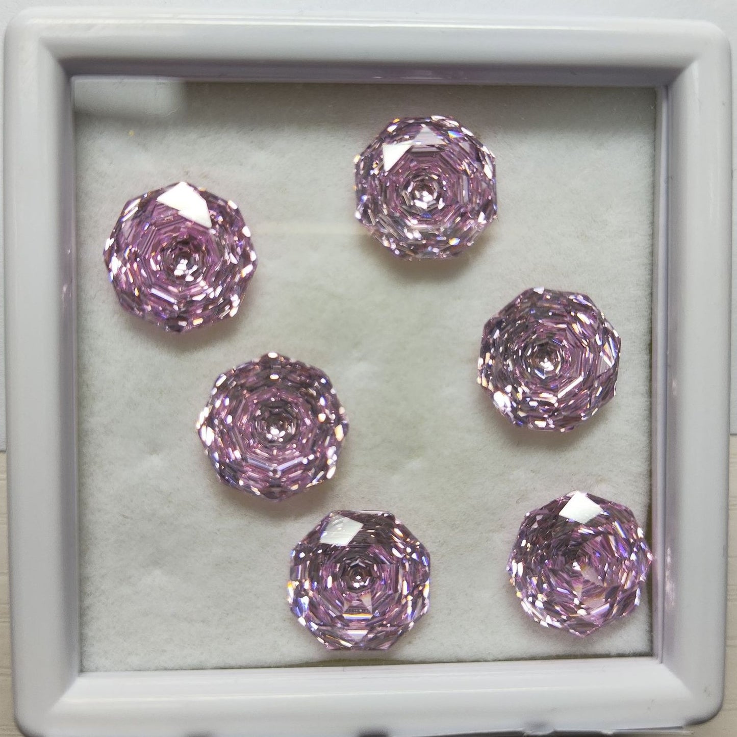 5A 6-10mm Octagonal Open-Back Rose Cut Loose CZ Stone - 2pcs