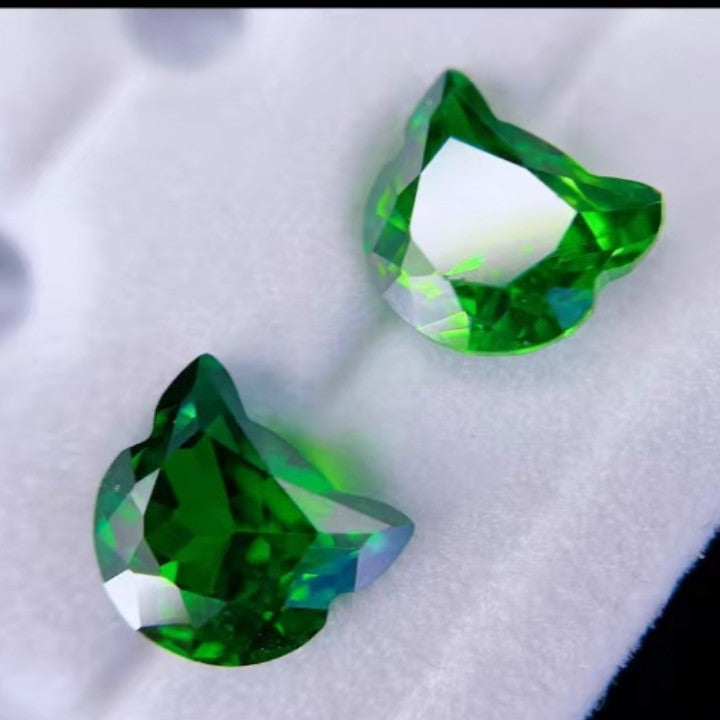 5A 7x8MM The Fortuna Cat Cut Loose CZ Stone - 2pcs