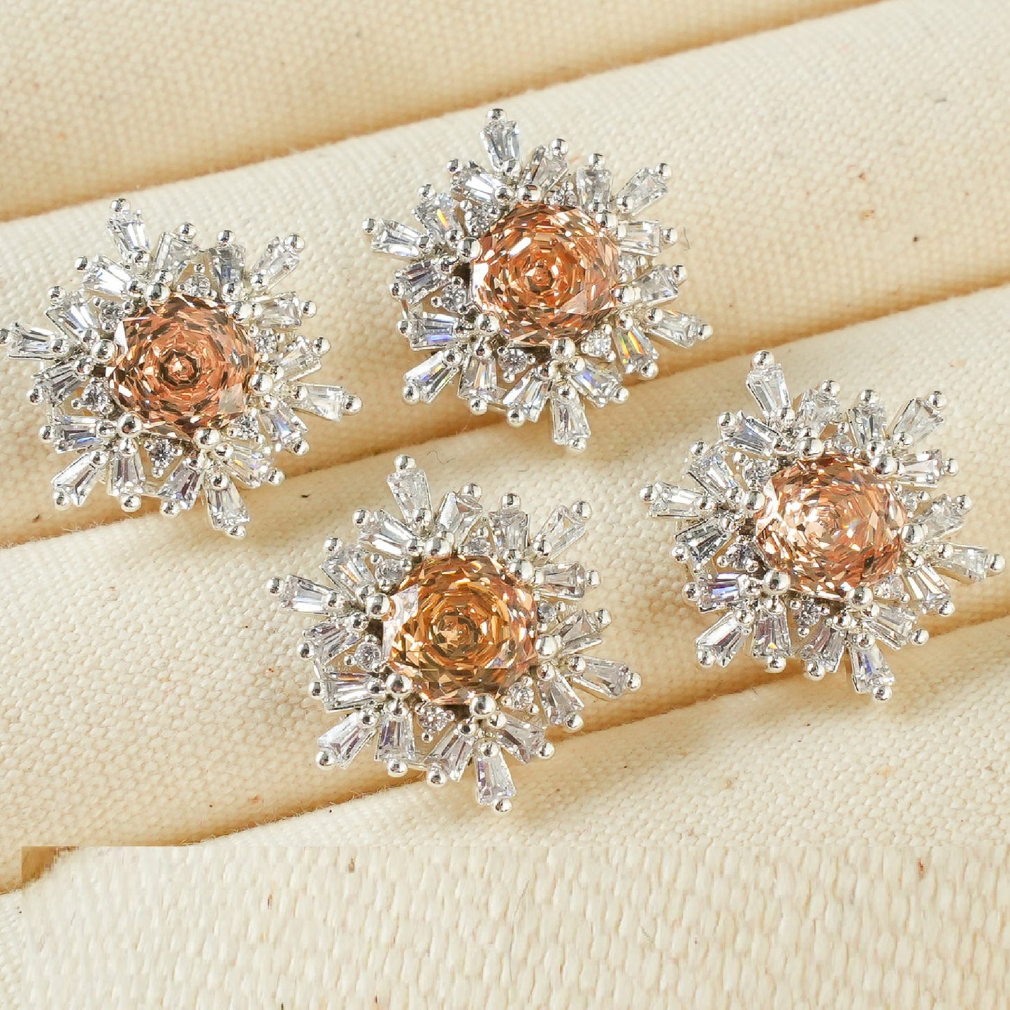 Snowflake Zircon Spacer with Rose Cut Diamond