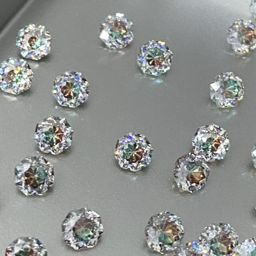 5A Octagonal Iridescent-Coated Bouquet Cut Loose CZ Stone - 2pcs