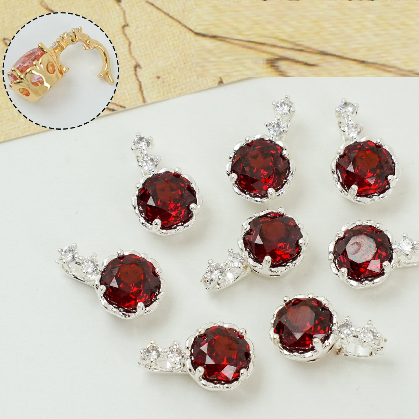 Rose Cut Zircon Connection Closure/Clasp