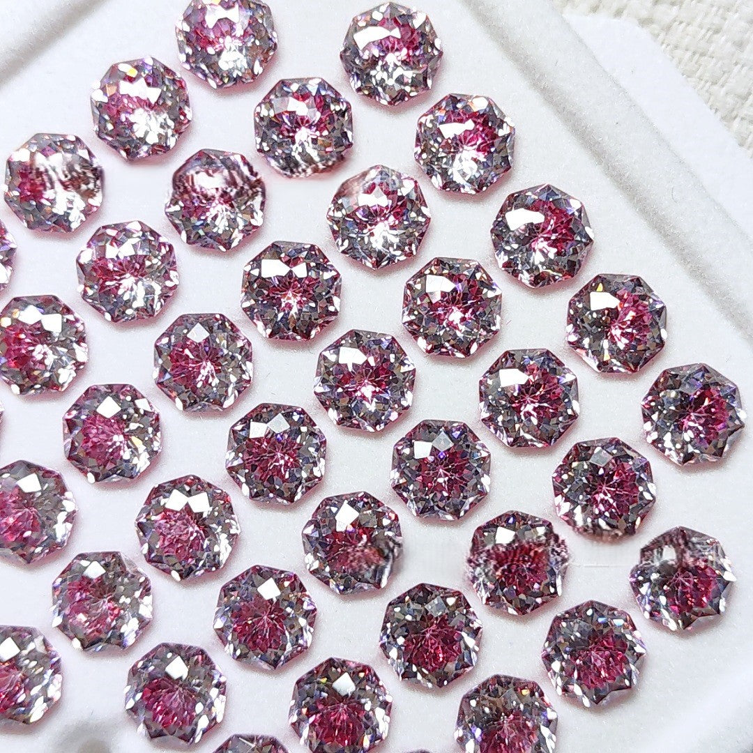 5A 6-8mm Octagonal Coated Sandwich Bouquet Cut Loose CZ Stone - 2pcs