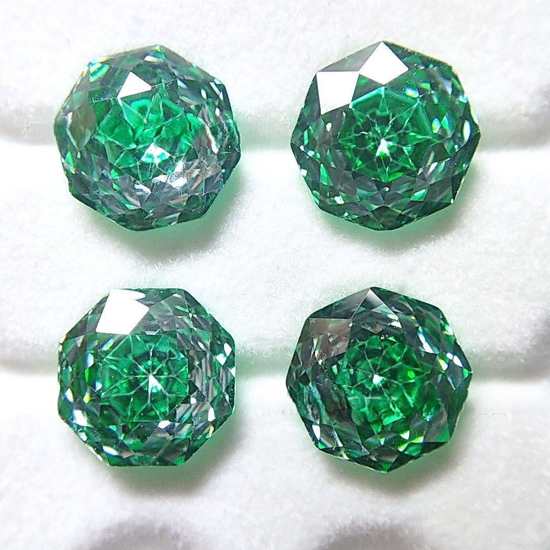 5A 6-8mm Octagonal Sweetheart Millennium Rose Cut Loose CZ Stone - 2pcs