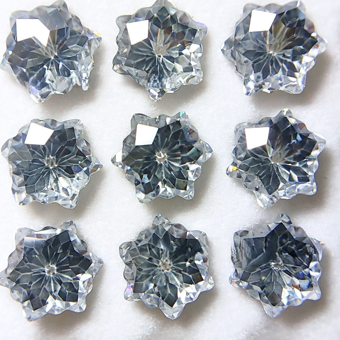 5A 6mm Christmas Blizzard Sandwich Cut Loose CZ Stone - 2pcs