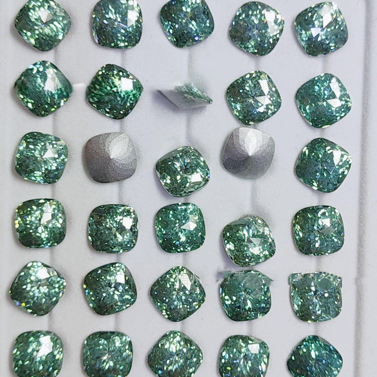 5A 8mm Pave Square Foil-Back Loose CZ Stone - 2pcs