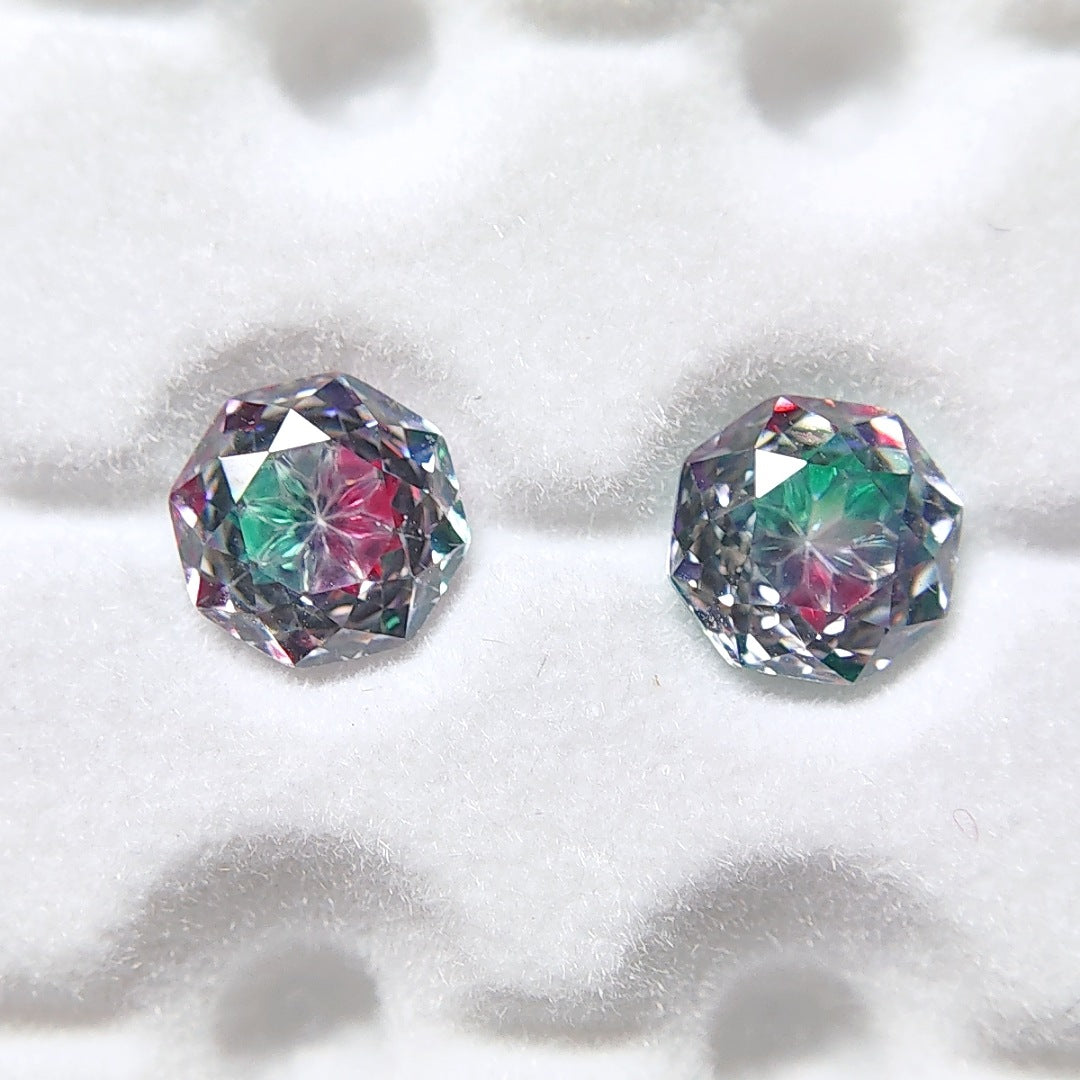 5A Octagonal Rose Cut Sandwich Loose CZ Stone - 2pcs