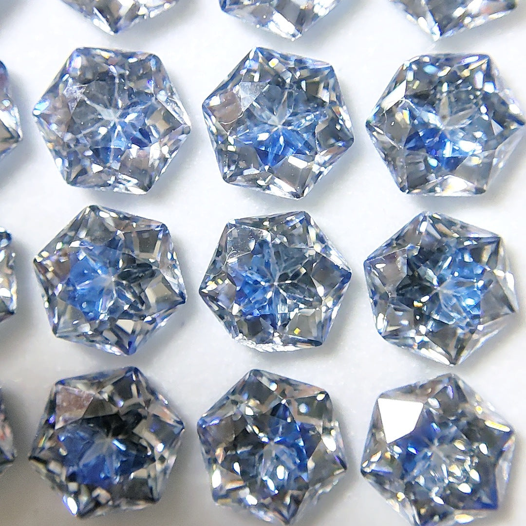 5A 6mm Gradient Hexagram Cut Sandwich Snowflake Loose CZ Stone - 2pcs