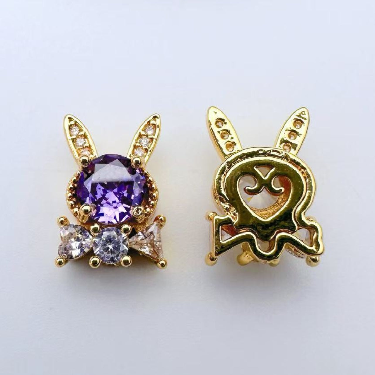 (2pcs)13.5*9.5mm Rabbite Rose Cut Zircon Spacer
