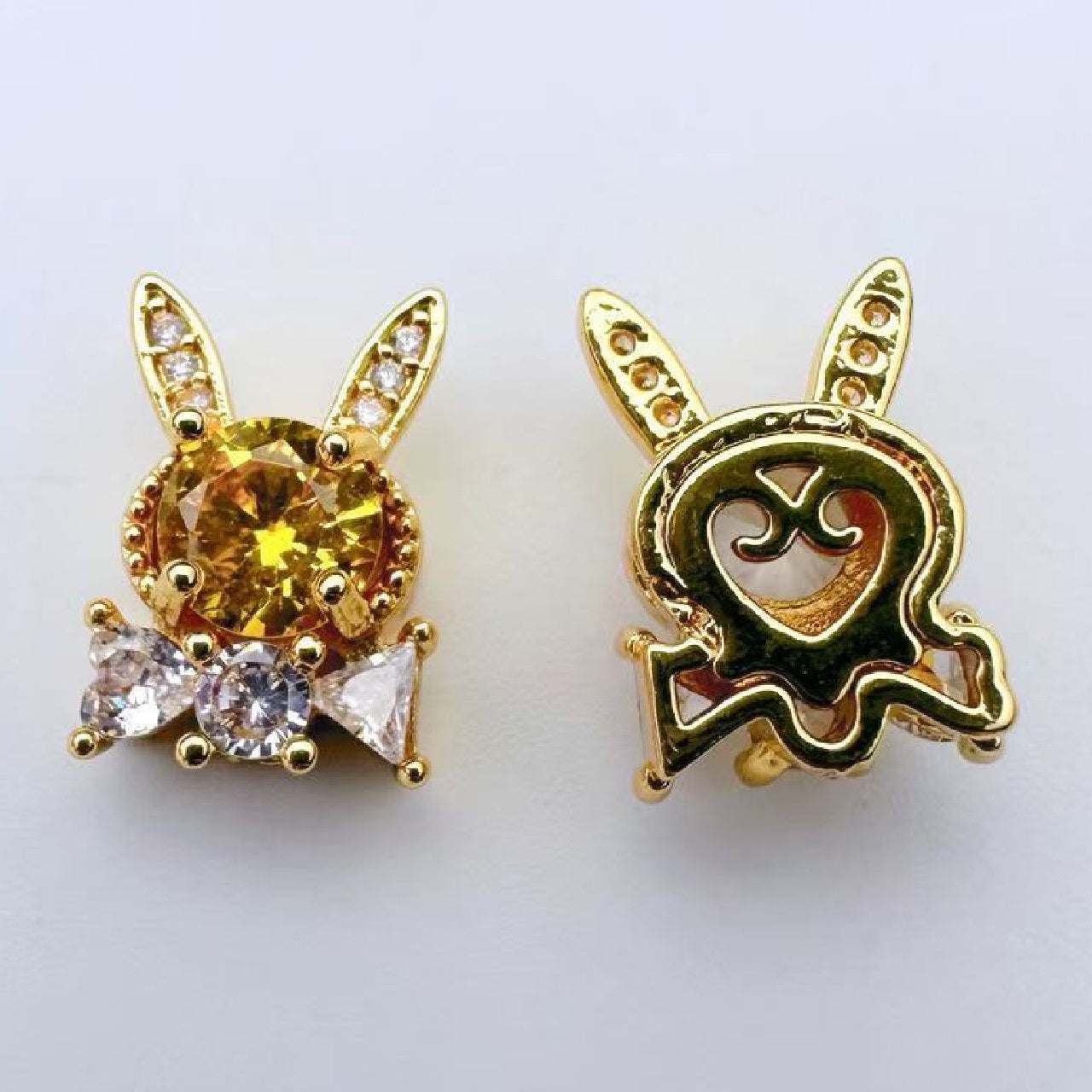 (2pcs)13.5*9.5mm Rabbite Rose Cut Zircon Spacer