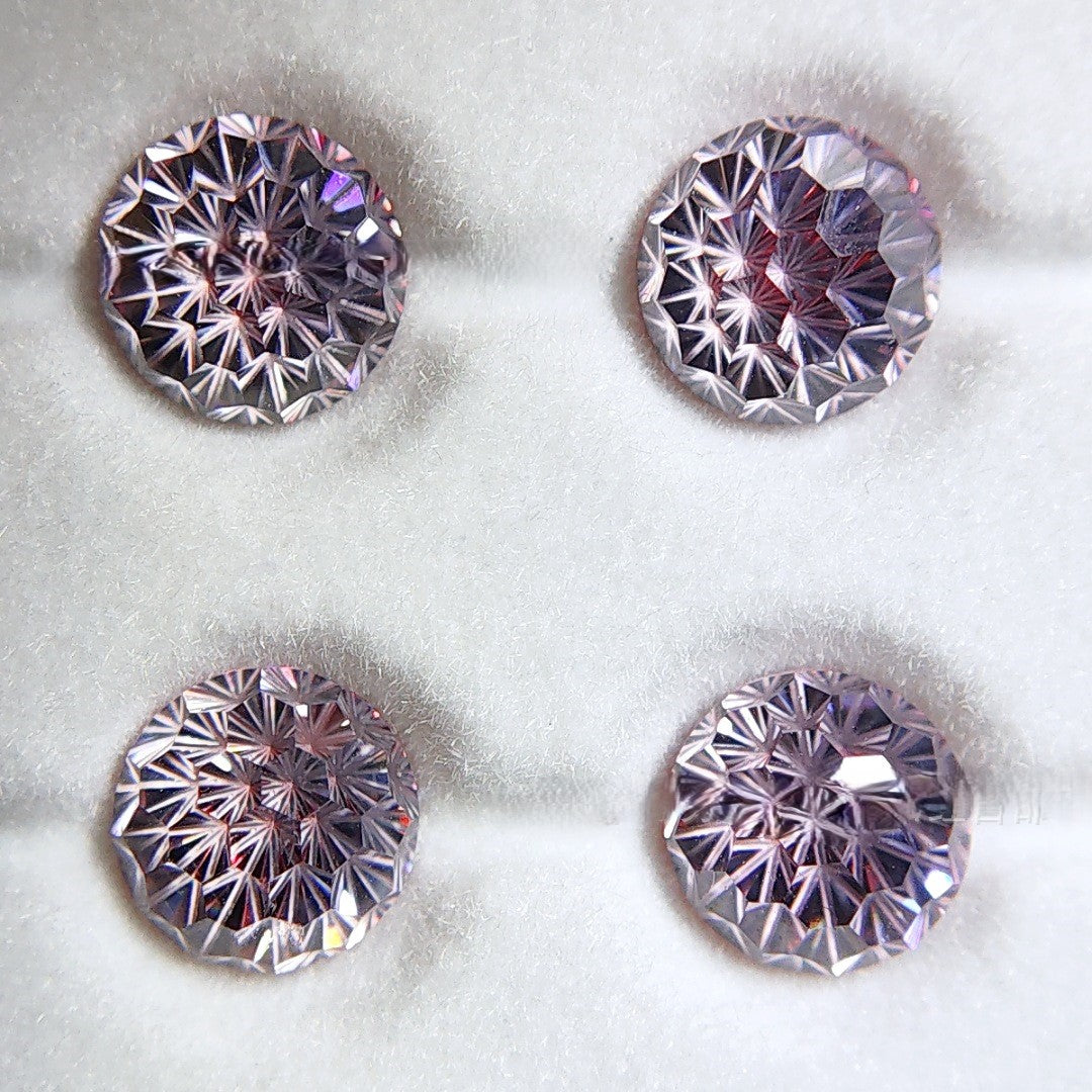 5A 4-8mm Round Flame Cut Loose CZ Stone - 2pcs
