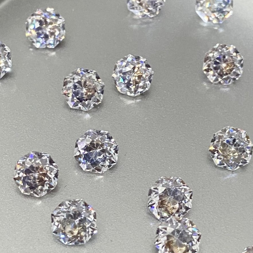 5A Octagonal Iridescent-Coated Bouquet Cut Loose CZ Stone - 2pcs