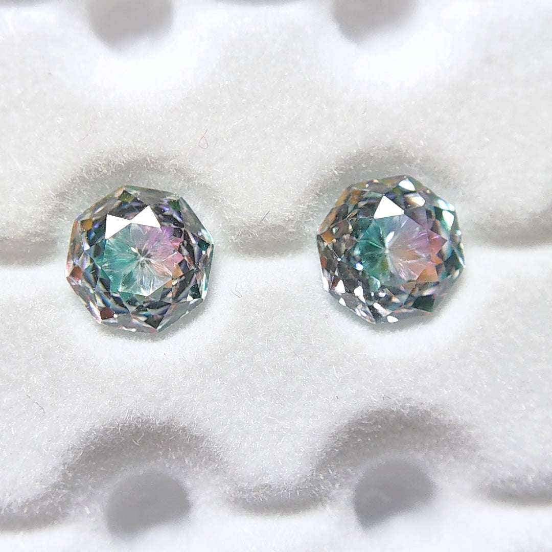 5A Octagonal Rose Cut Sandwich Loose CZ Stone - 2pcs