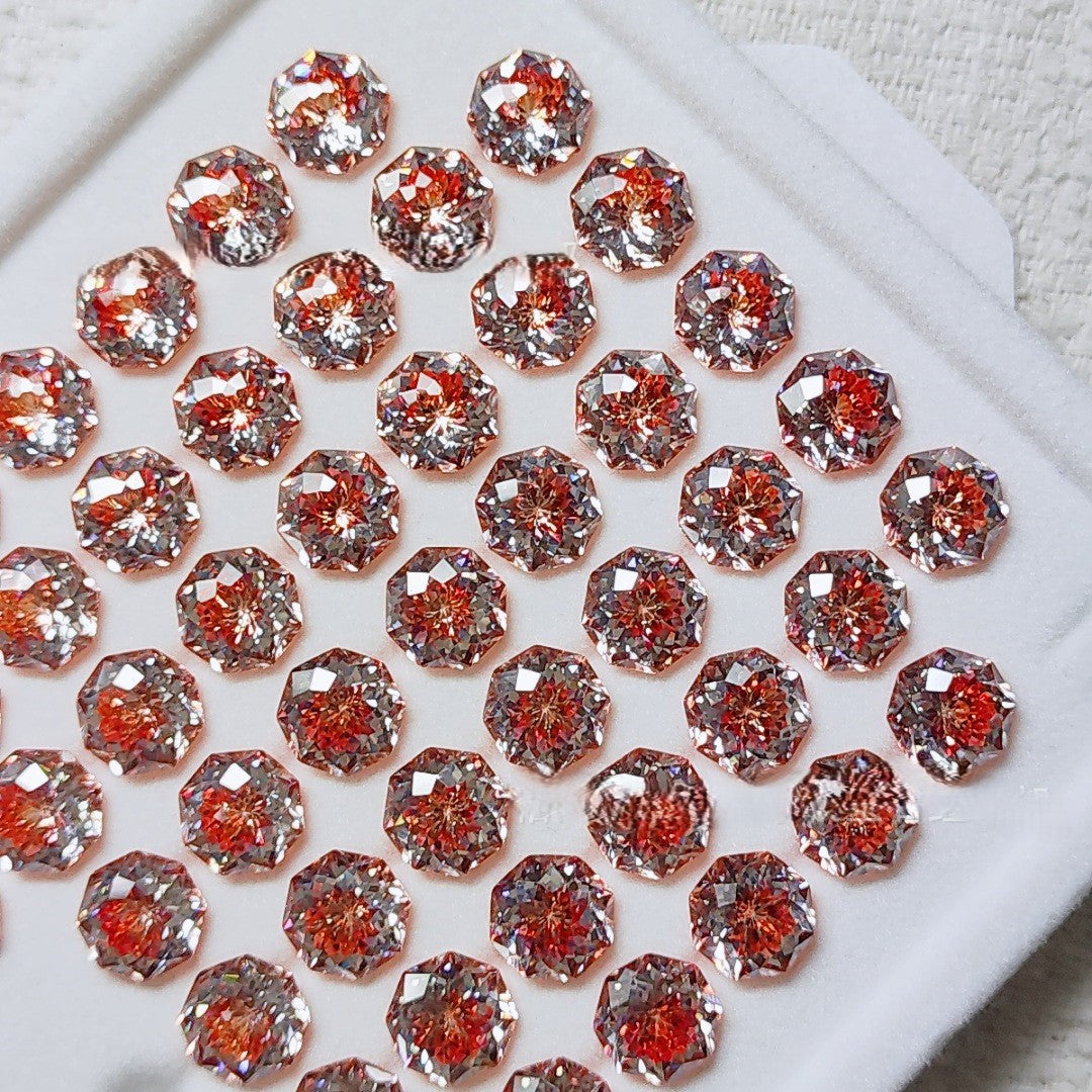 5A 6-8mm Octagonal Coated Sandwich Bouquet Cut Loose CZ Stone - 2pcs