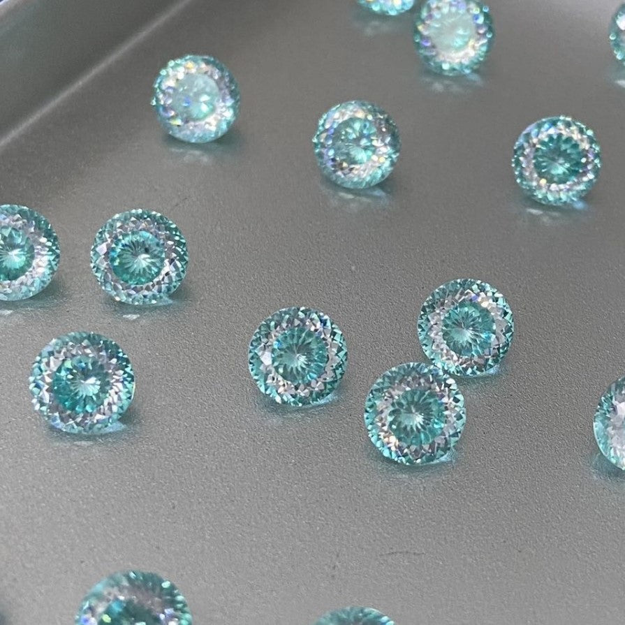 5A 6-8mm Round Coated Nest Cut Loose CZ Stone - 2pcs