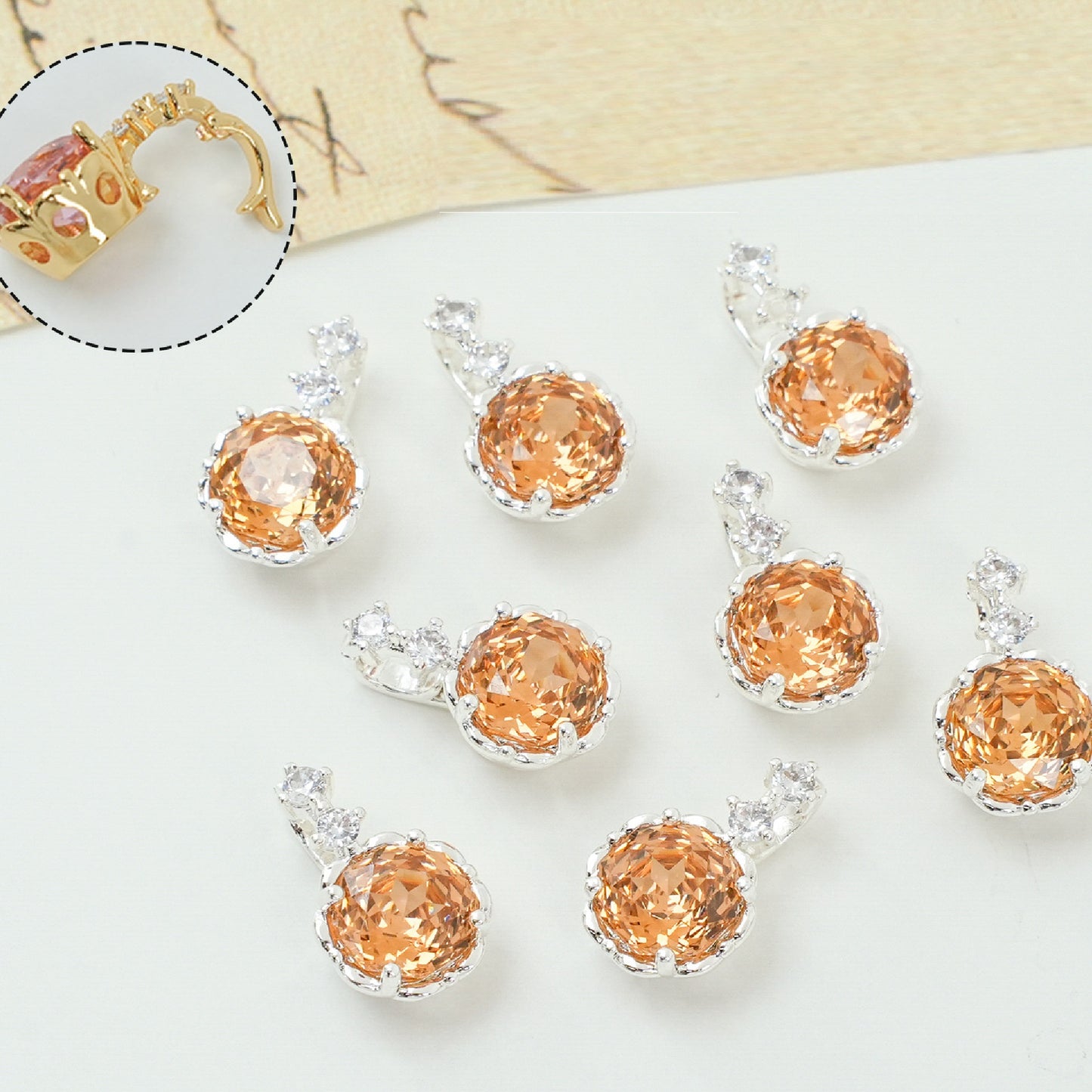 Rose Cut Zircon Connection Closure/Clasp