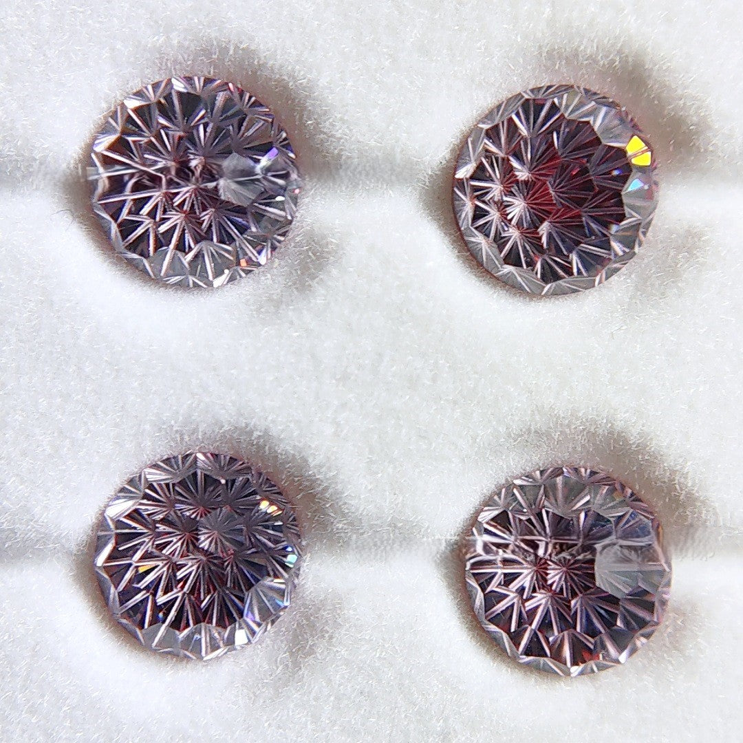 5A 4-8mm Round Flame Cut Loose CZ Stone - 2pcs