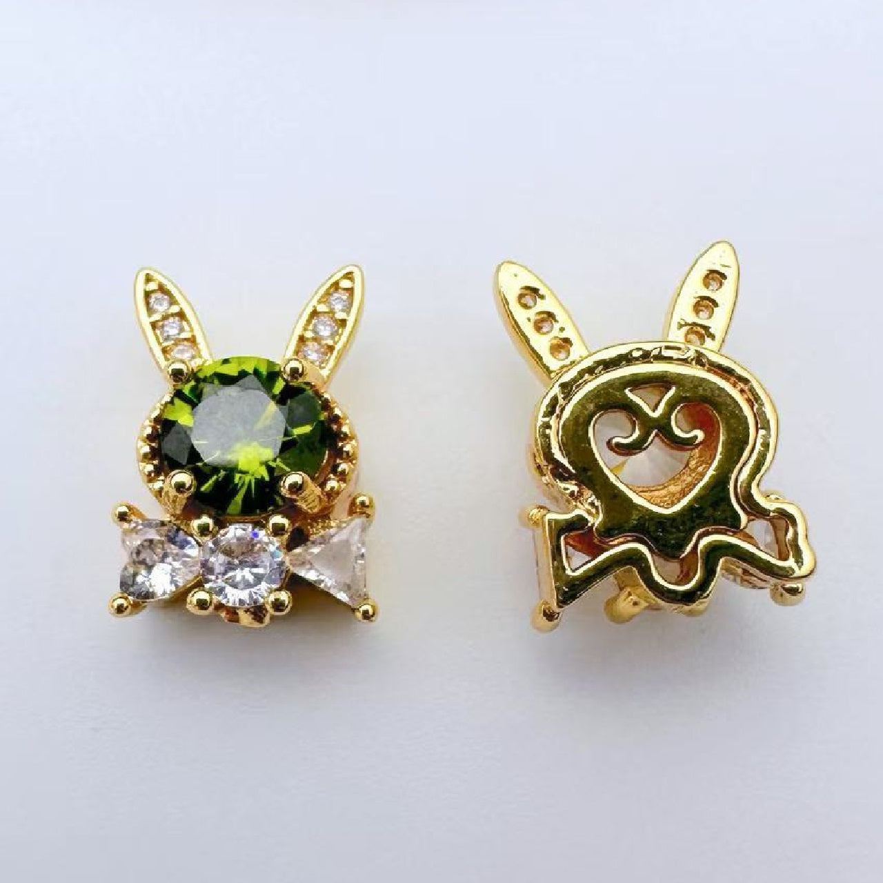(2pcs)13.5*9.5mm Rabbite Rose Cut Zircon Spacer
