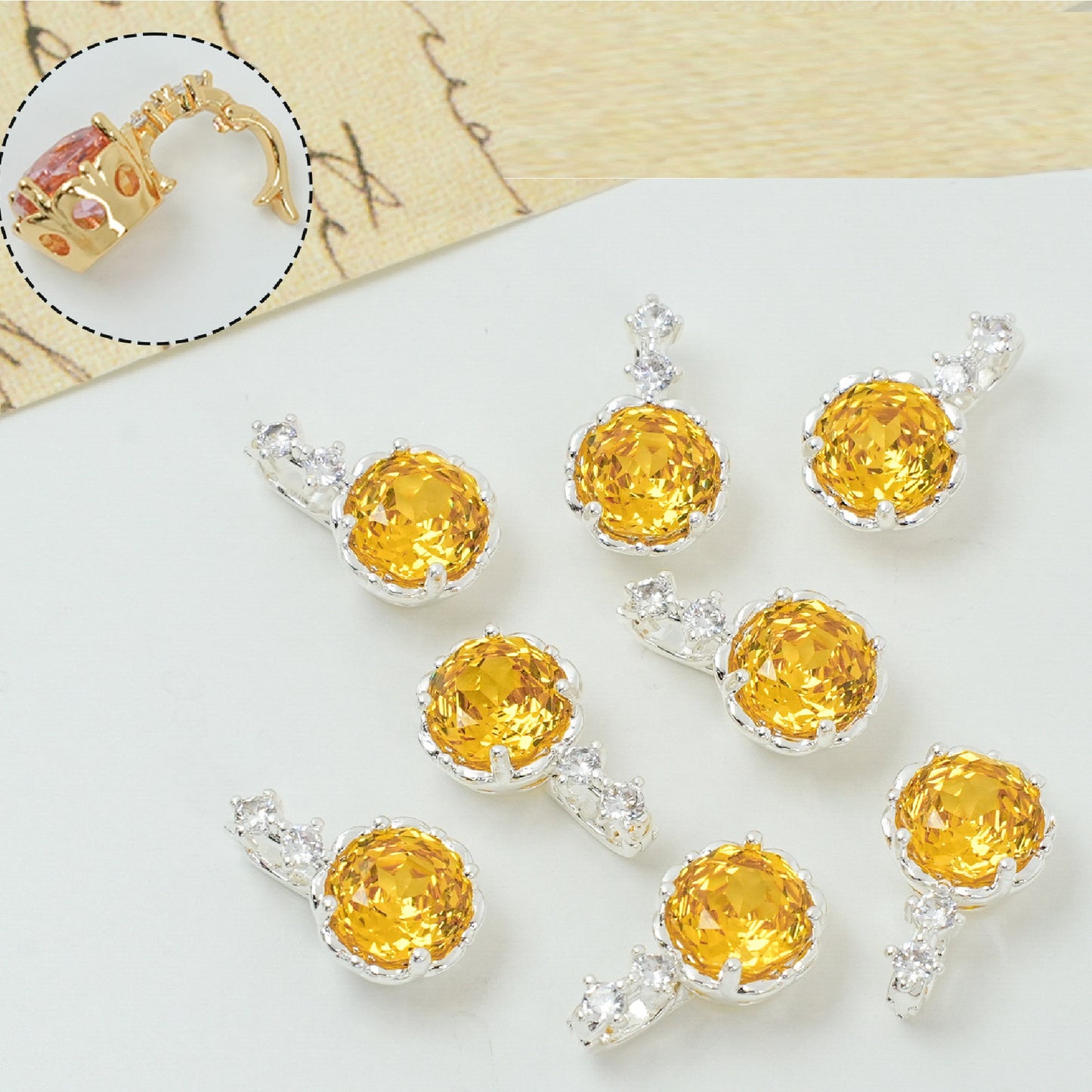 Rose Cut Zircon Connection Closure/Clasp