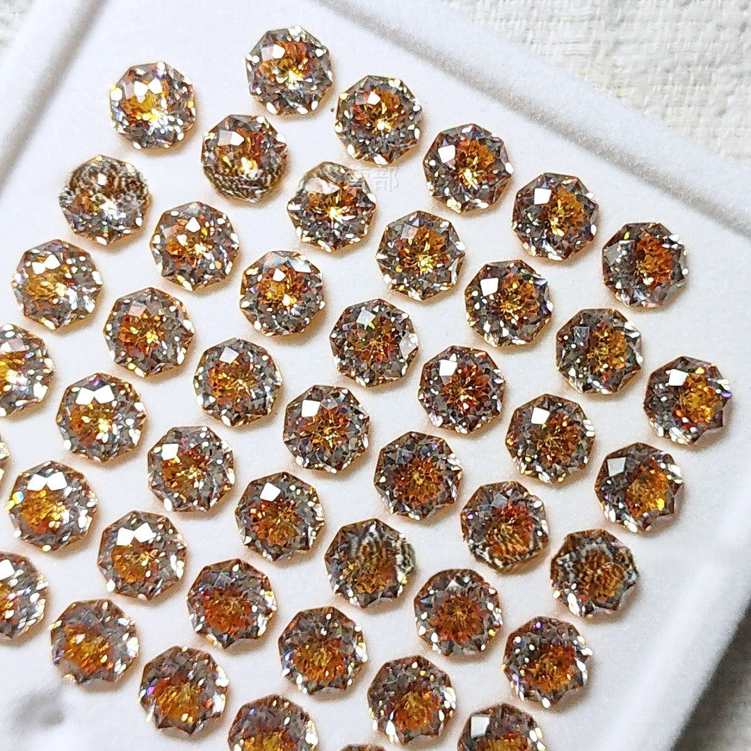 5A 6-8mm Octagonal Coated Sandwich Bouquet Cut Loose CZ Stone - 2pcs