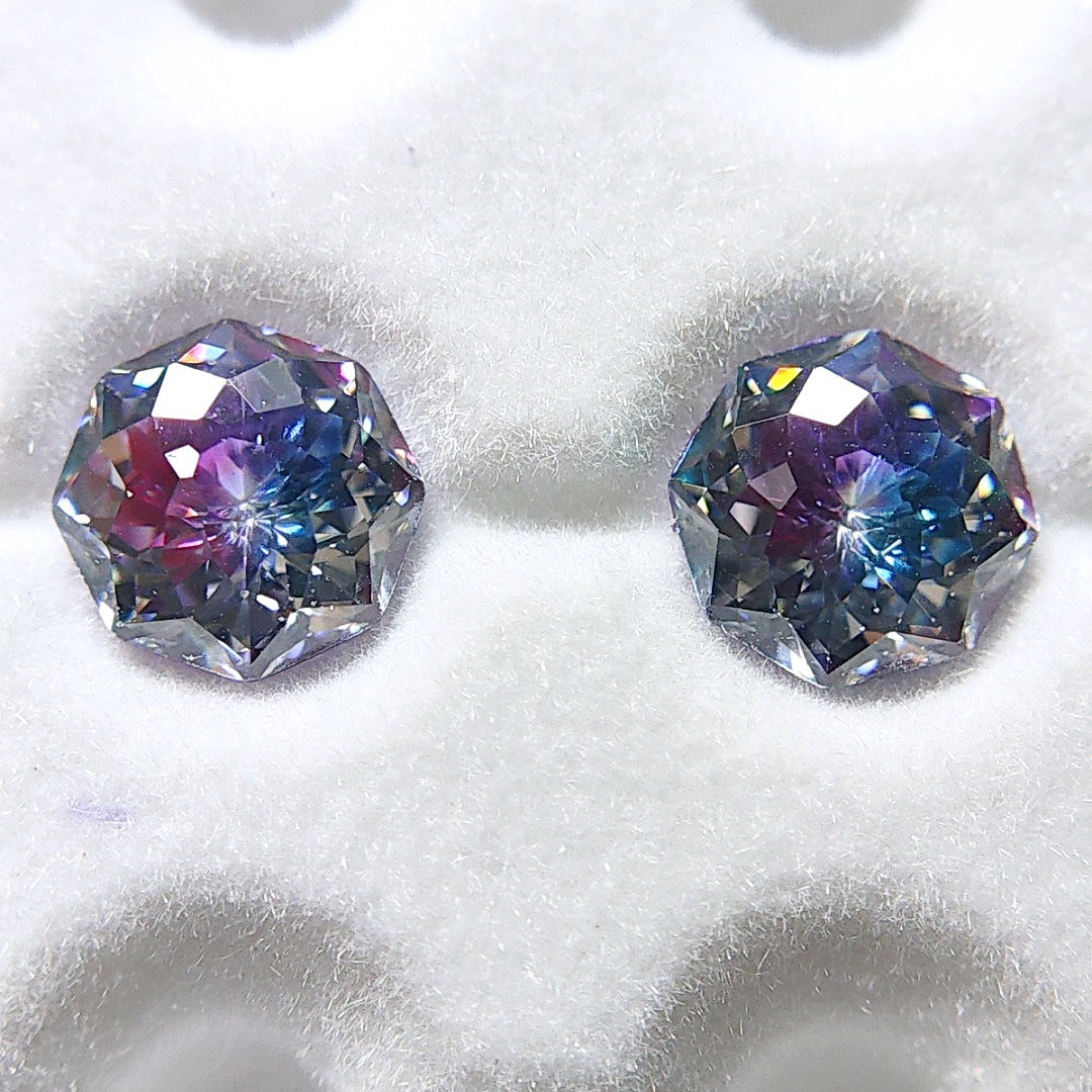 5A Octagonal Iridescent-Coated Bouquet Cut Loose CZ Stone - 2pcs