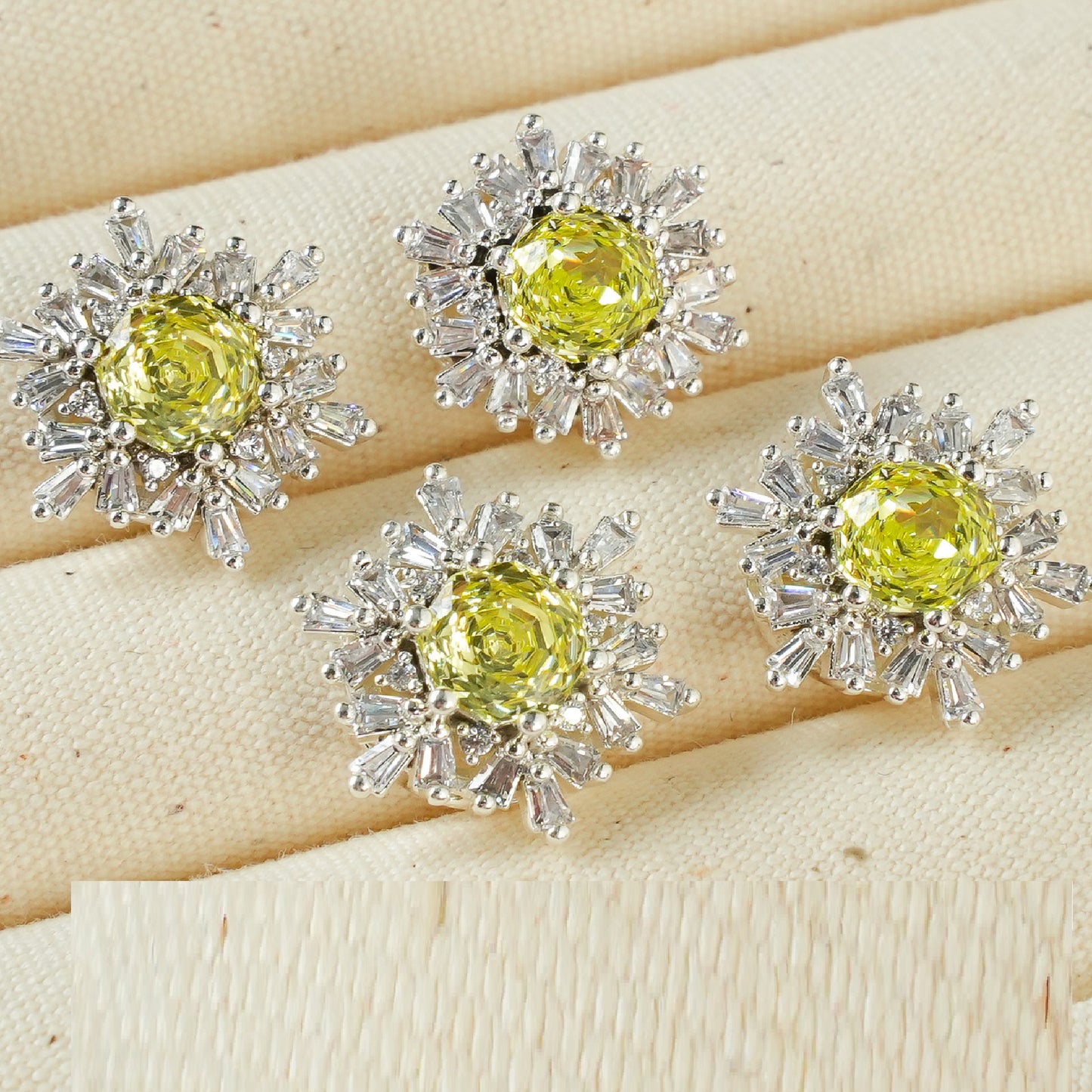 Snowflake Zircon Spacer with Rose Cut Diamond