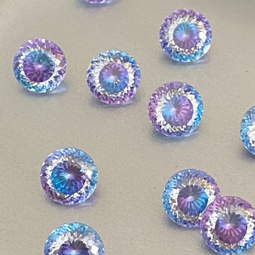 5A 6-8mm Round Coated Nest Cut Loose CZ Stone - 2pcs