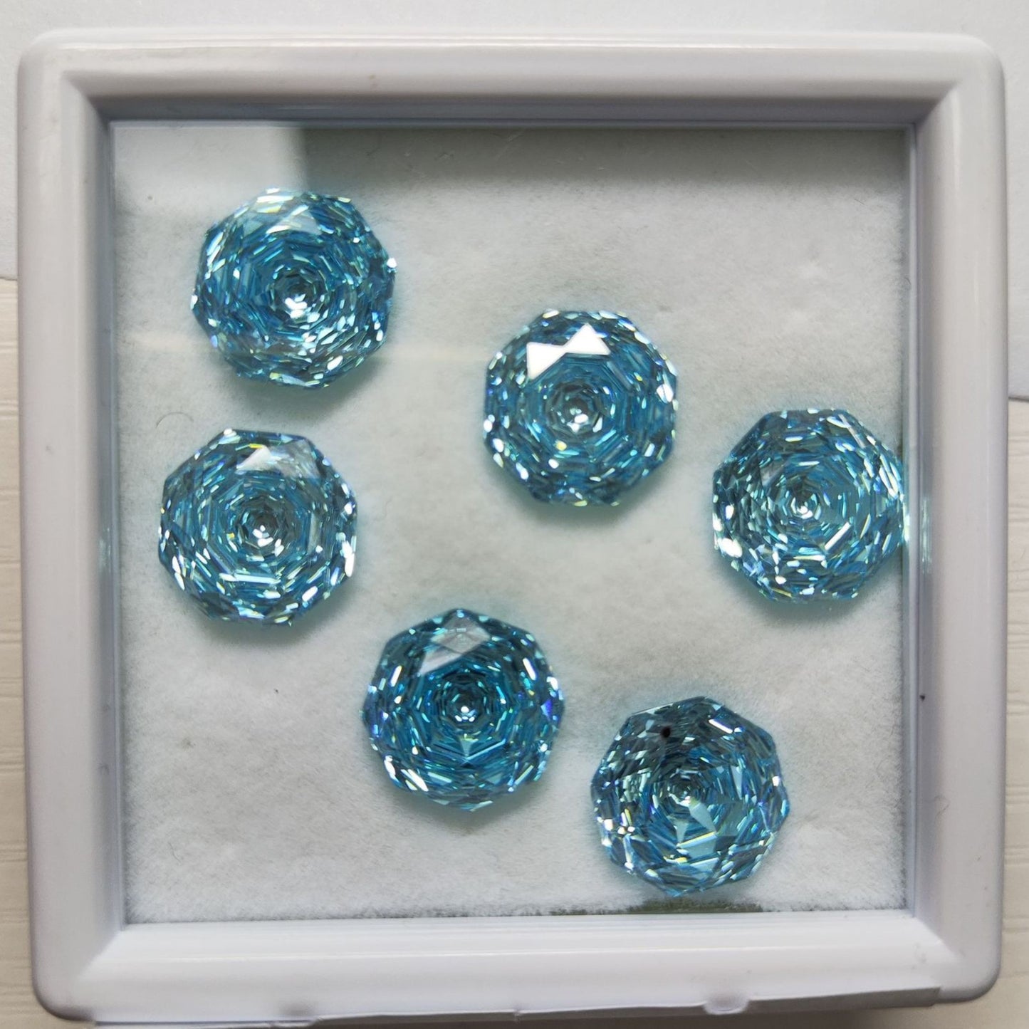 5A 6-10mm Octagonal Open-Back Rose Cut Loose CZ Stone - 2pcs