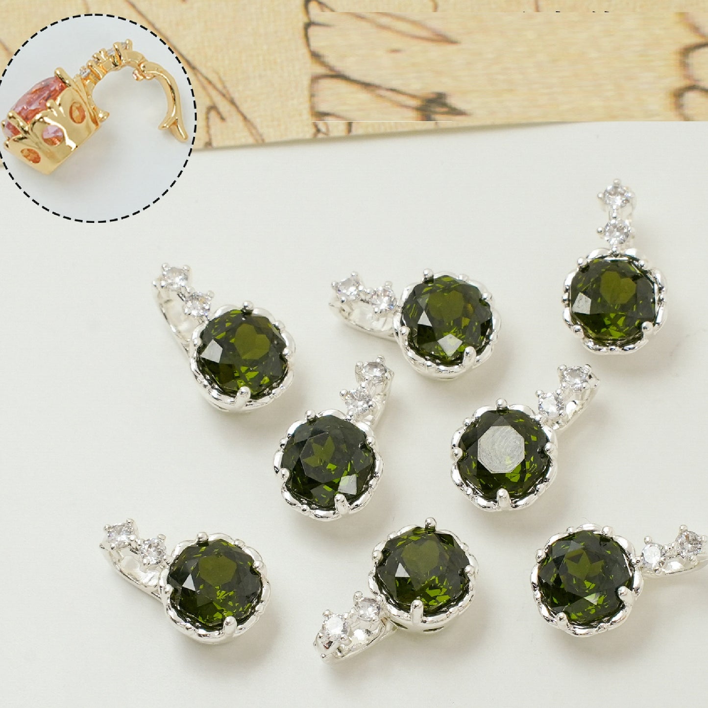 Rose Cut Zircon Connection Closure/Clasp