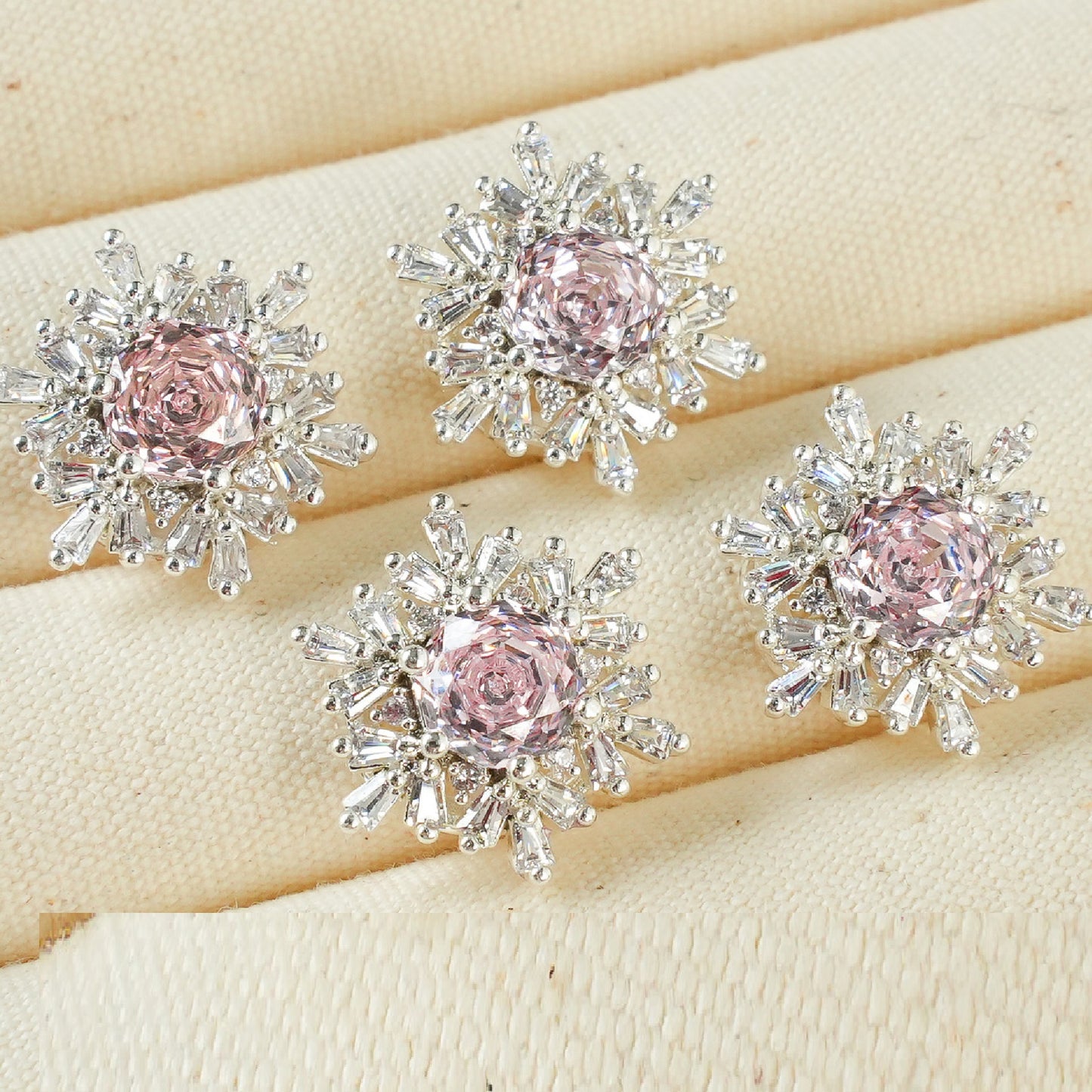 Snowflake Zircon Spacer with Rose Cut Diamond