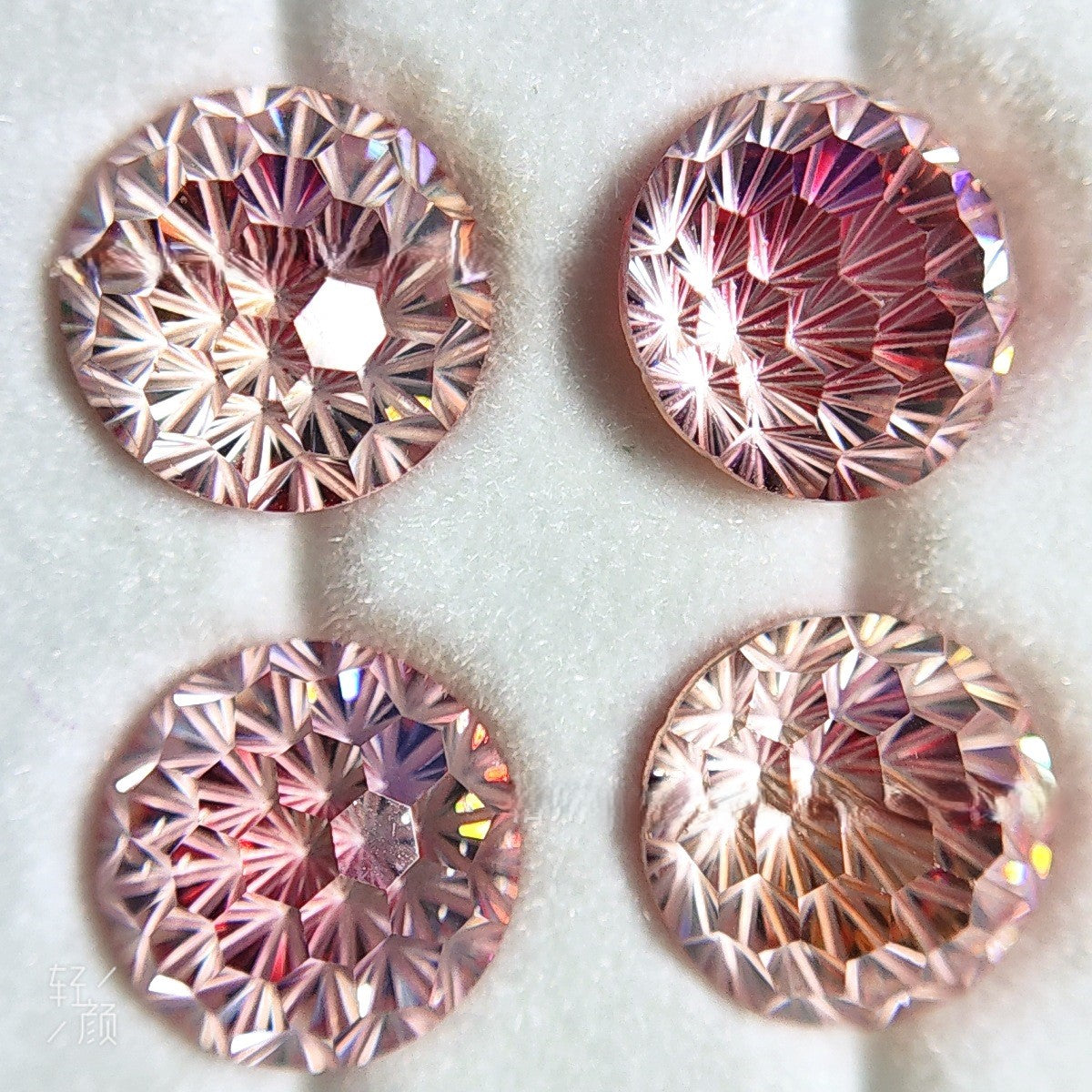 5A 6-8mm Round Iridescent Flame Cut Loose CZ Stone - 2pcs