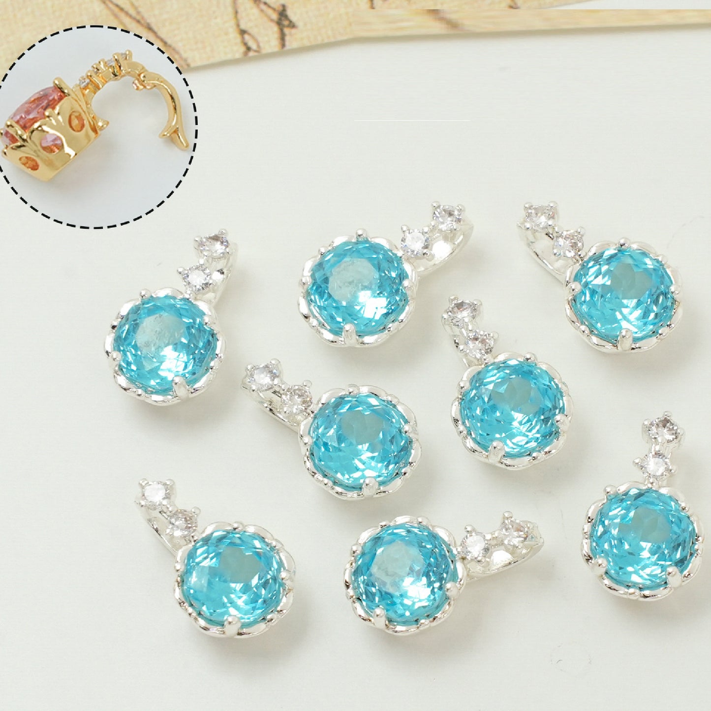 Rose Cut Zircon Connection Closure/Clasp