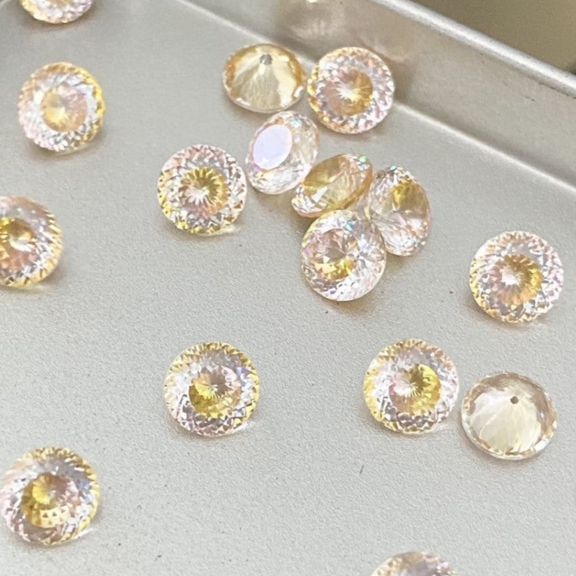 5A 6-8mm Round Coated Nest Cut Loose CZ Stone - 2pcs