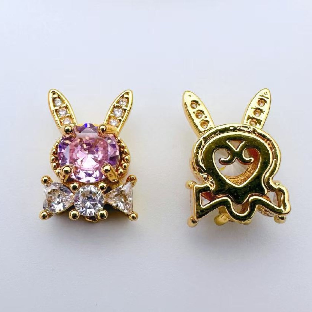 (2pcs)13.5*9.5mm Rabbite Rose Cut Zircon Spacer