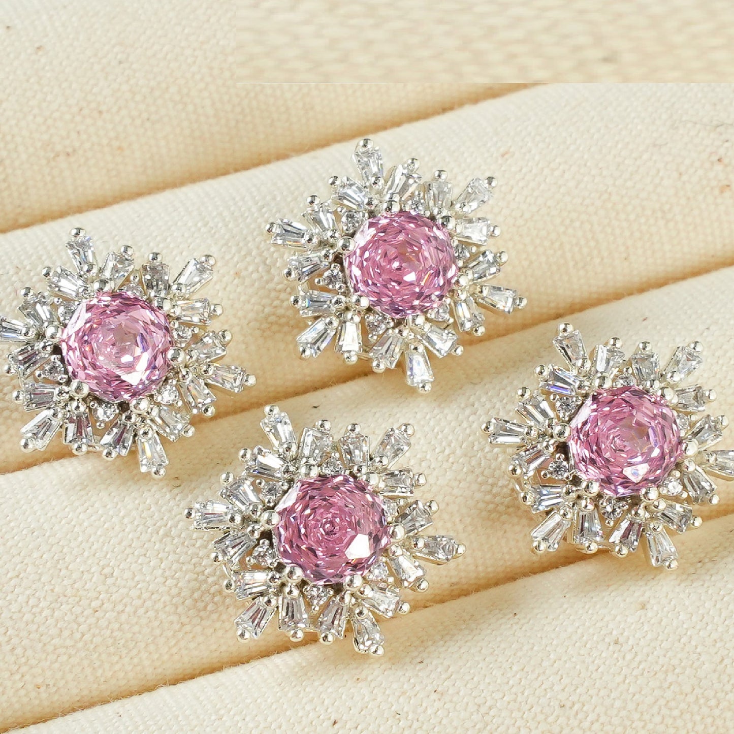 Snowflake Zircon Spacer with Rose Cut Diamond