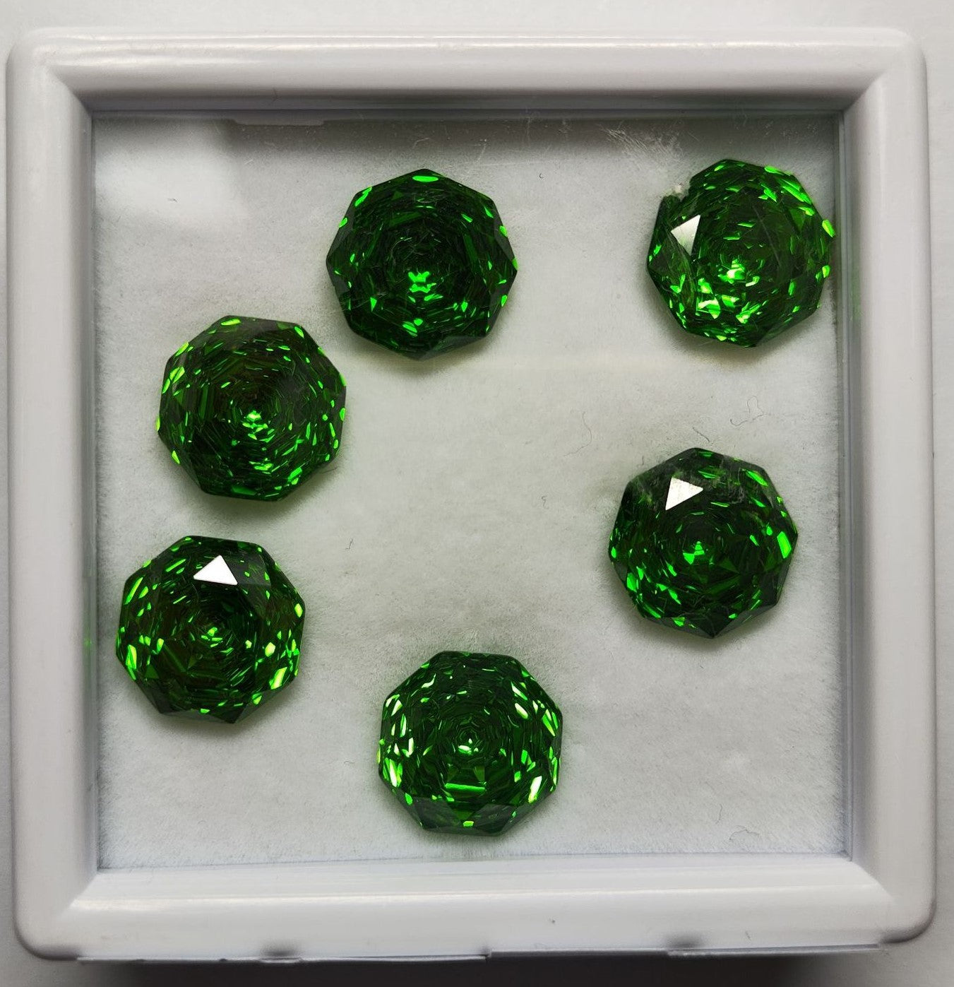 5A 6-10mm Octagonal Open-Back Rose Cut Loose CZ Stone - 2pcs