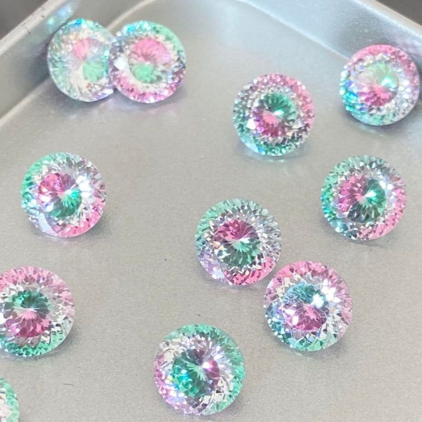 5A 4mm Round Coated Nest Cut Loose CZ Stone - 2pcs