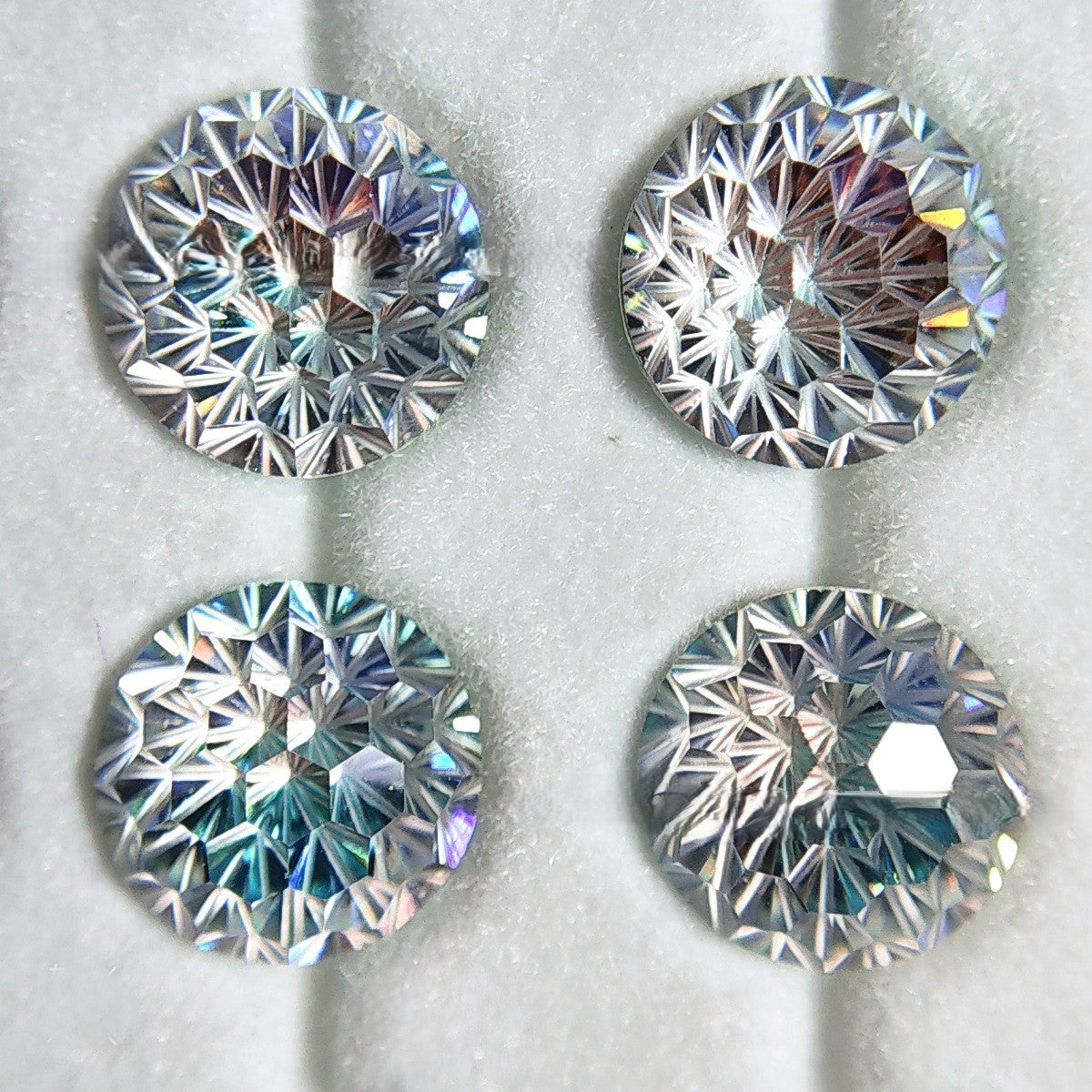 5A 6-8mm Round Iridescent Flame Cut Loose CZ Stone - 2pcs