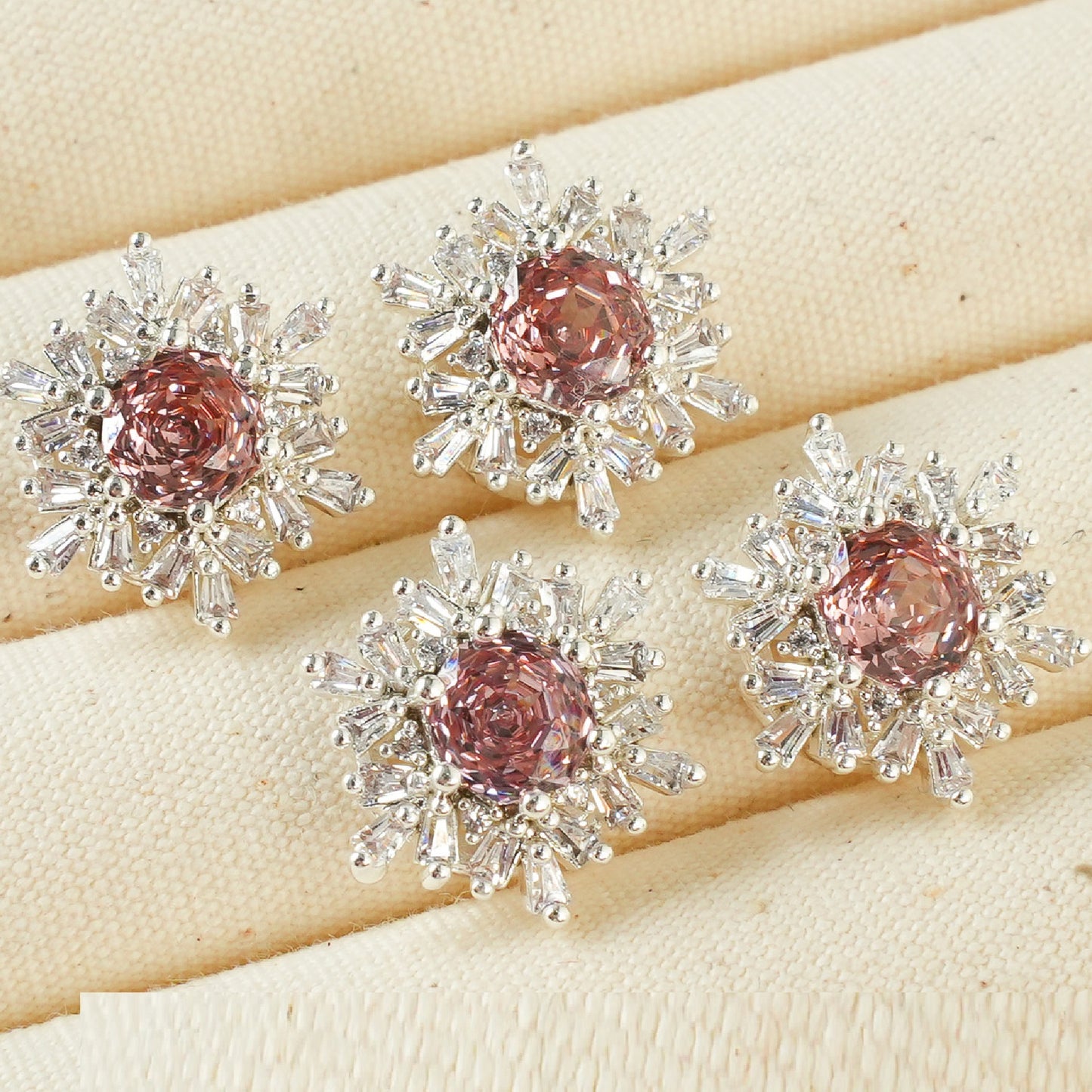 Snowflake Zircon Spacer with Rose Cut Diamond