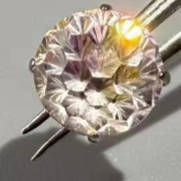 5A 6-8mm Round Iridescent Flame Cut Loose CZ Stone - 2pcs