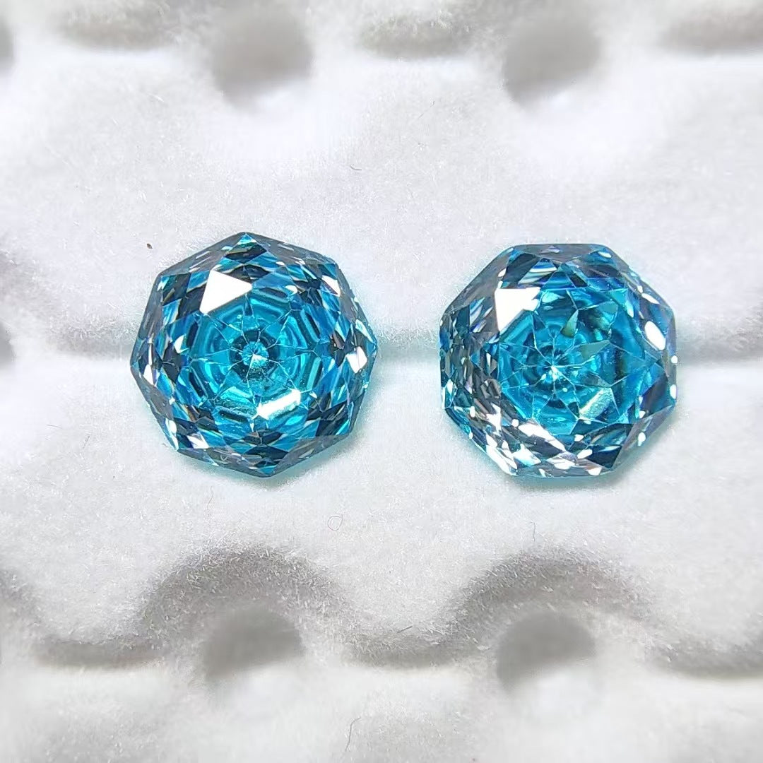 5A 6-8mm Octagonal Sweetheart Millennium Rose Cut Loose CZ Stone - 2pcs