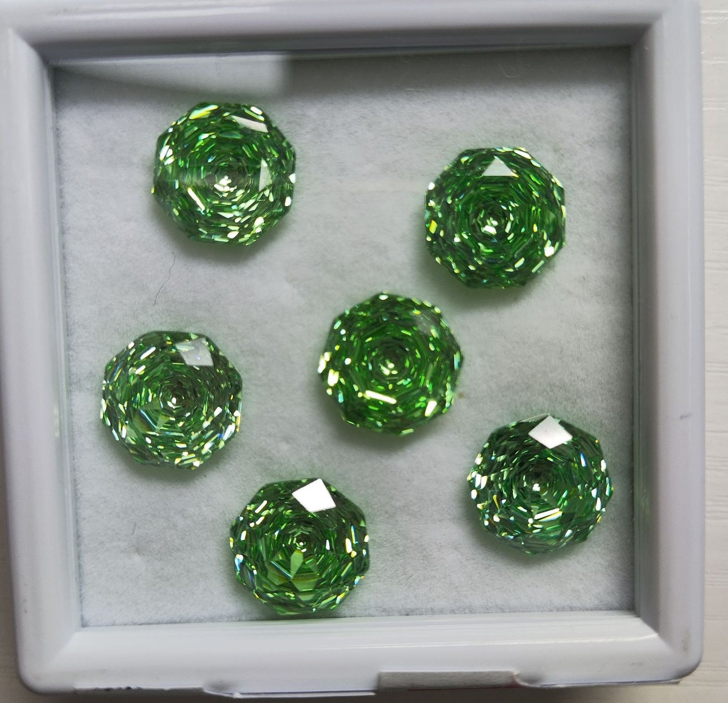 5A 6-10mm Octagonal Open-Back Rose Cut Loose CZ Stone - 2pcs