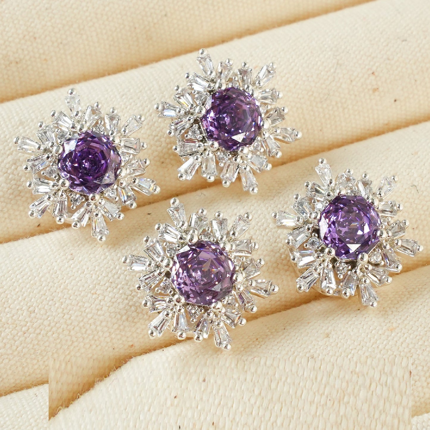 Snowflake Zircon Spacer with Rose Cut Diamond